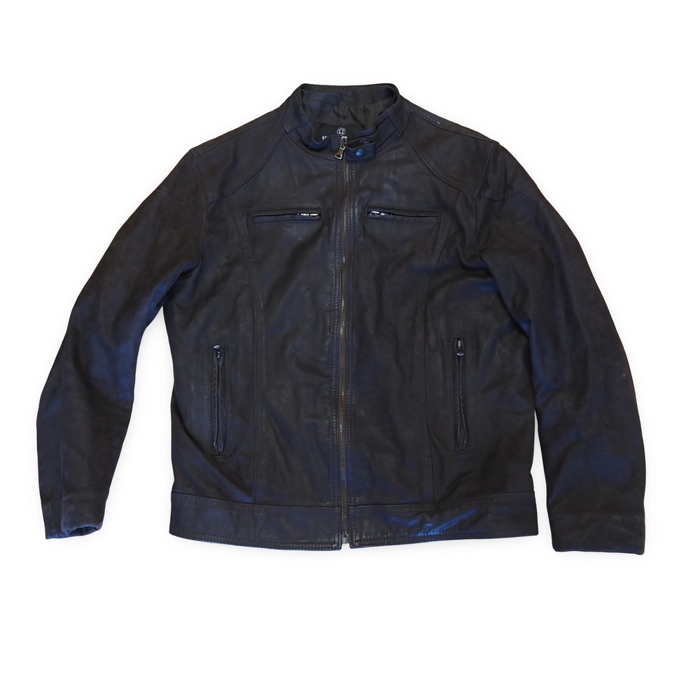 Vera Pelle Mens 50 M Italian Leather Cafe Racer Moto Jacket Dark Brown Italy